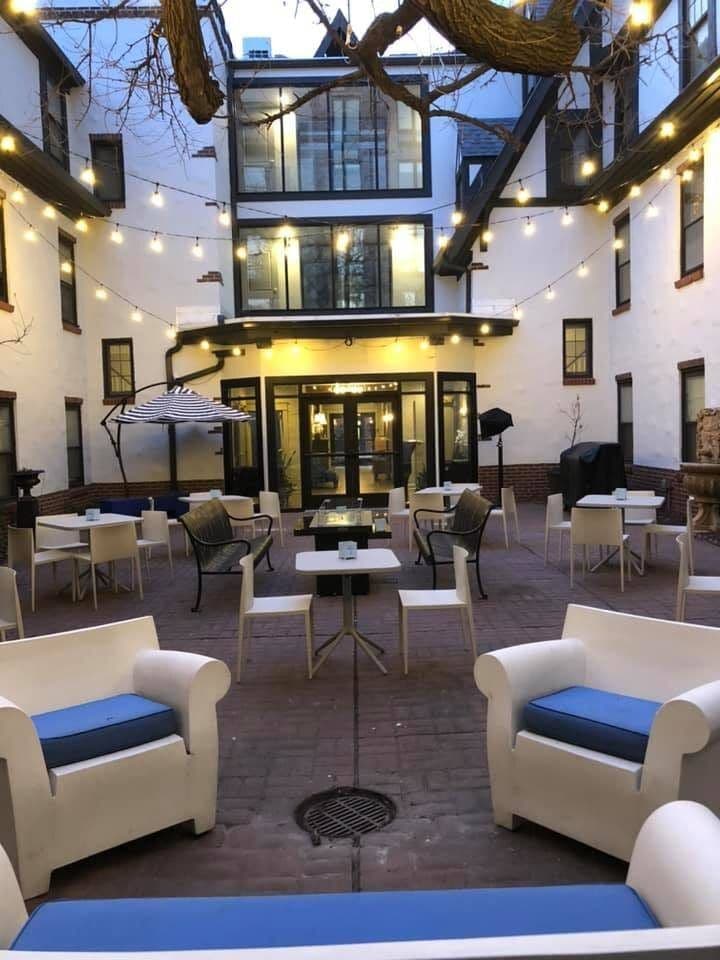 Lounge seating in the courtyard